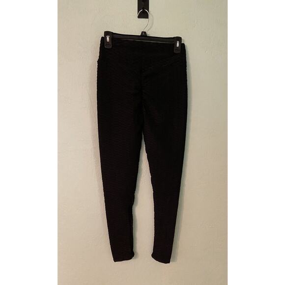 New Mix Womens pull on stretch black leggings, 27" inseam, size Small/Medium - Picture 3 of 5